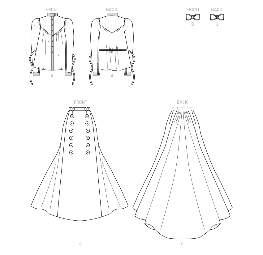 Symönster McCall´s 8231 - Utklädningskläder Historisk kostym - Dam - Maskerad | Bild 4