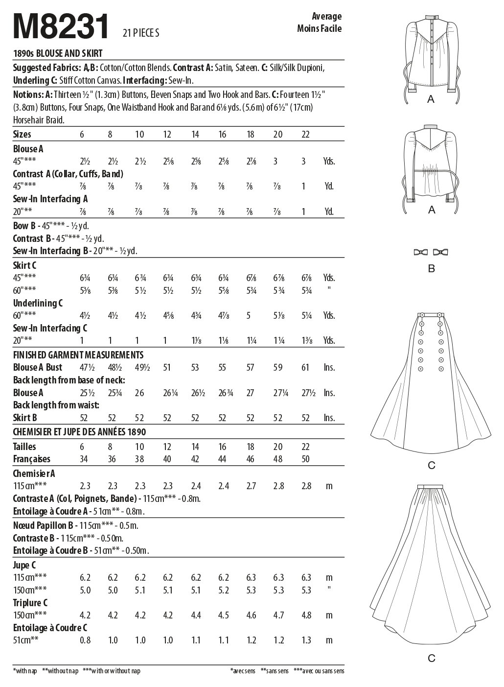 Symönster McCall´s 8231 - Utklädningskläder Historisk kostym - Dam - Maskerad | Bild 5