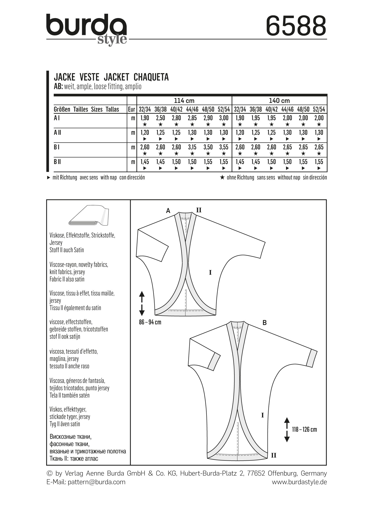 Symönster PDF symönster - Burda 6588 - Jacka - Dam - Casual | Bild 3