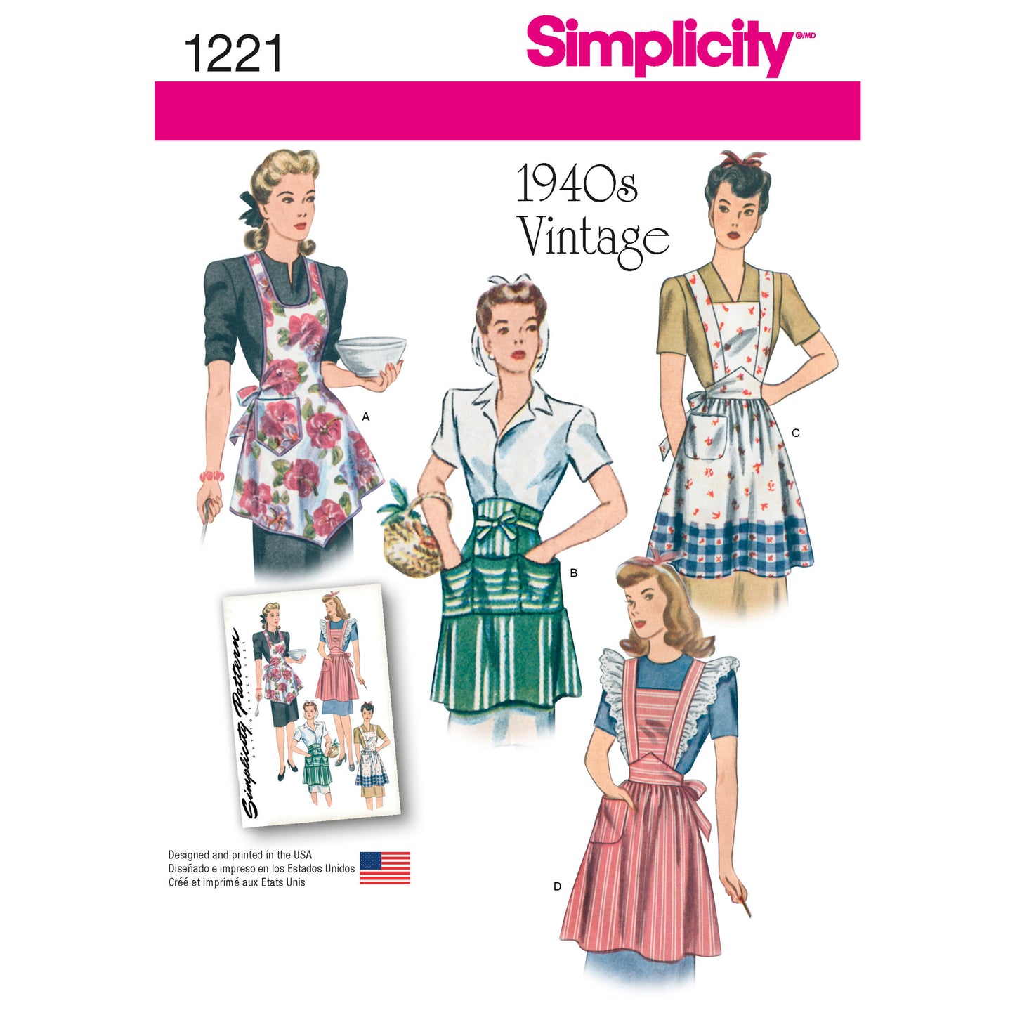 Symönster Simplicity 1221 - Top Vintage Förkläde - Dam | Bild 5