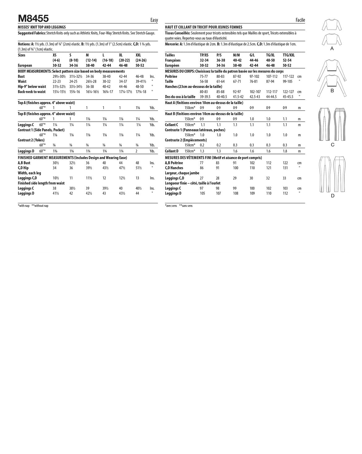 PDF-symönster - McCall´s 8455 - Sportkläder Top Byxa - Dam | Bild 4