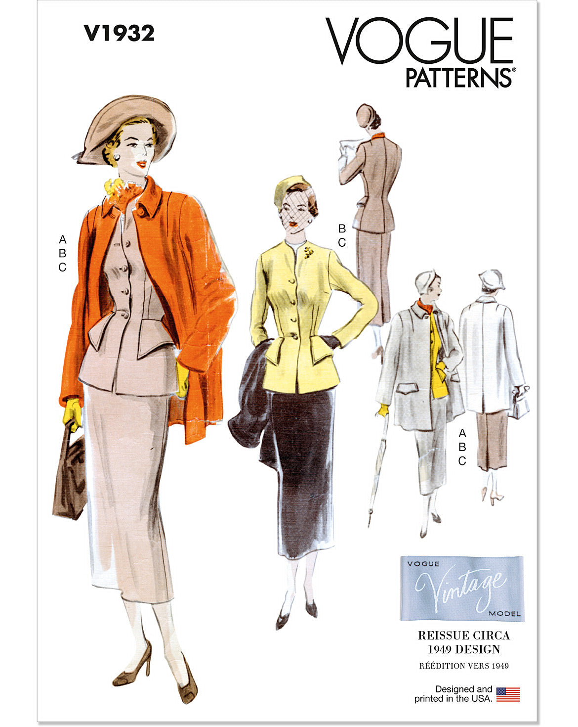 Symönster Vogue Patterns V1932 - Jacka Kjol Vintage - Dam - Business | Bild 4