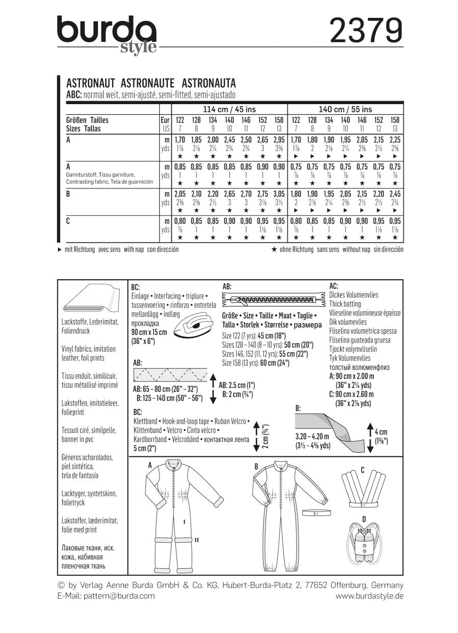 PDF-symönster - Burda 2379 - Utklädningskläder - Pojke - Maskerad | Bild 4