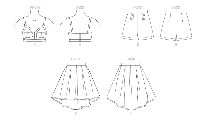 Symönster Vogue Patterns 1893 - Top Kjol Shorts - Dam | Bild 8