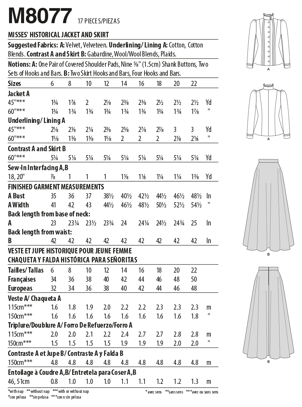 Symönster McCall´s 8077 - Jacka Kjol Historisk kostym - Dam | Bild 5