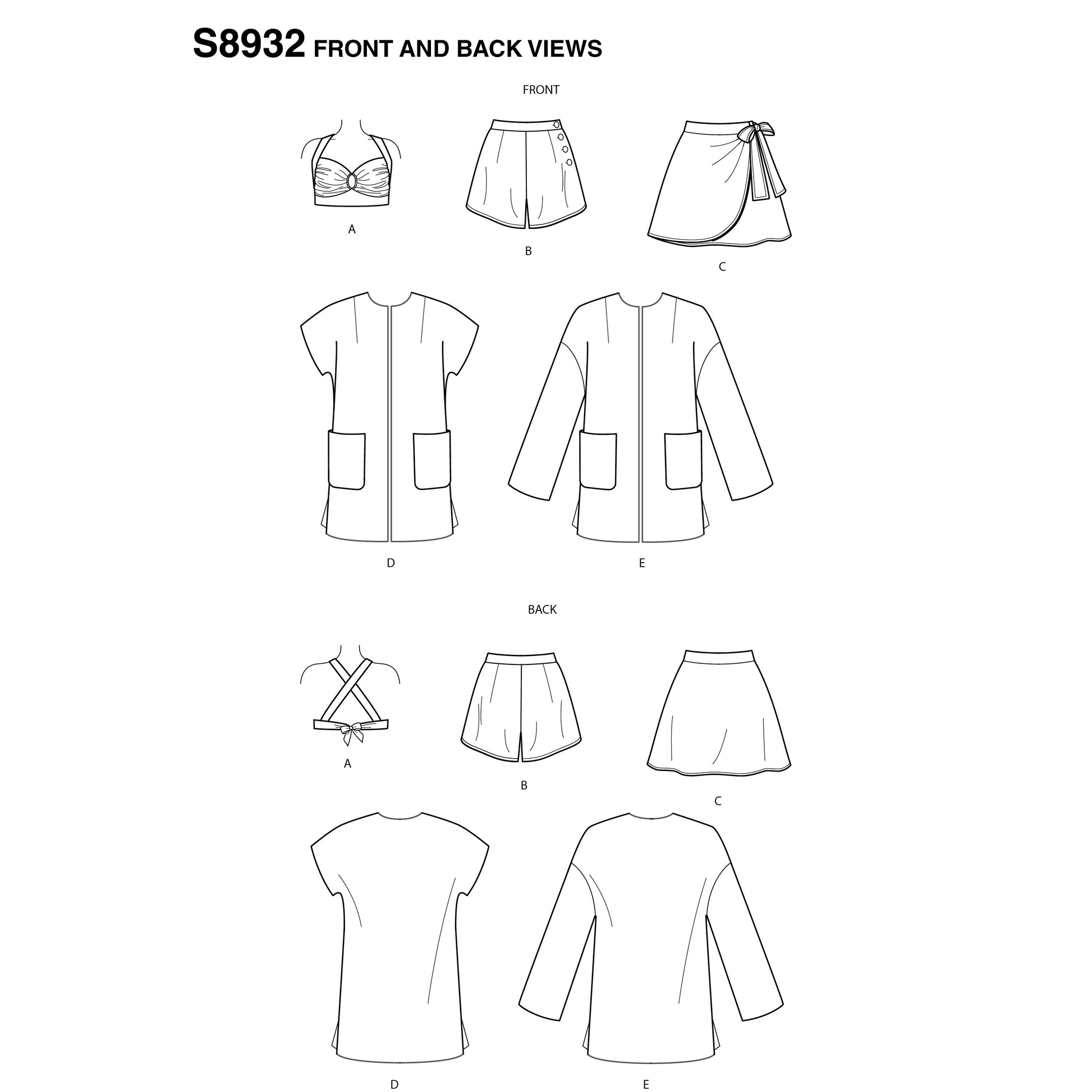 Symönster Simplicity 8932 - Kappa Badkläder Top Kjol Vintage Shorts - Dam - Sim | Bild 6