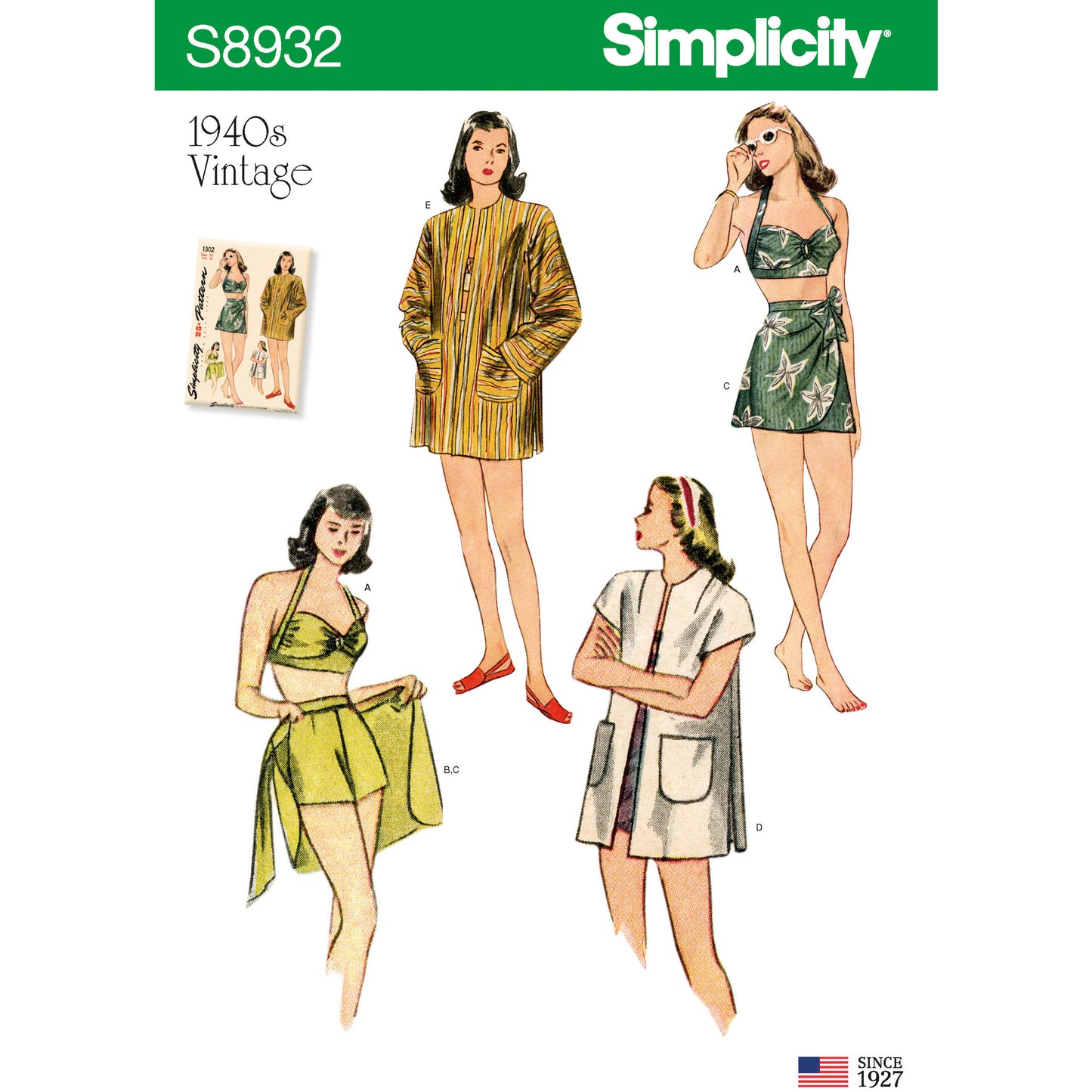 Symönster Simplicity 8932 - Kappa Badkläder Top Kjol Vintage Shorts - Dam - Sim | Bild 7