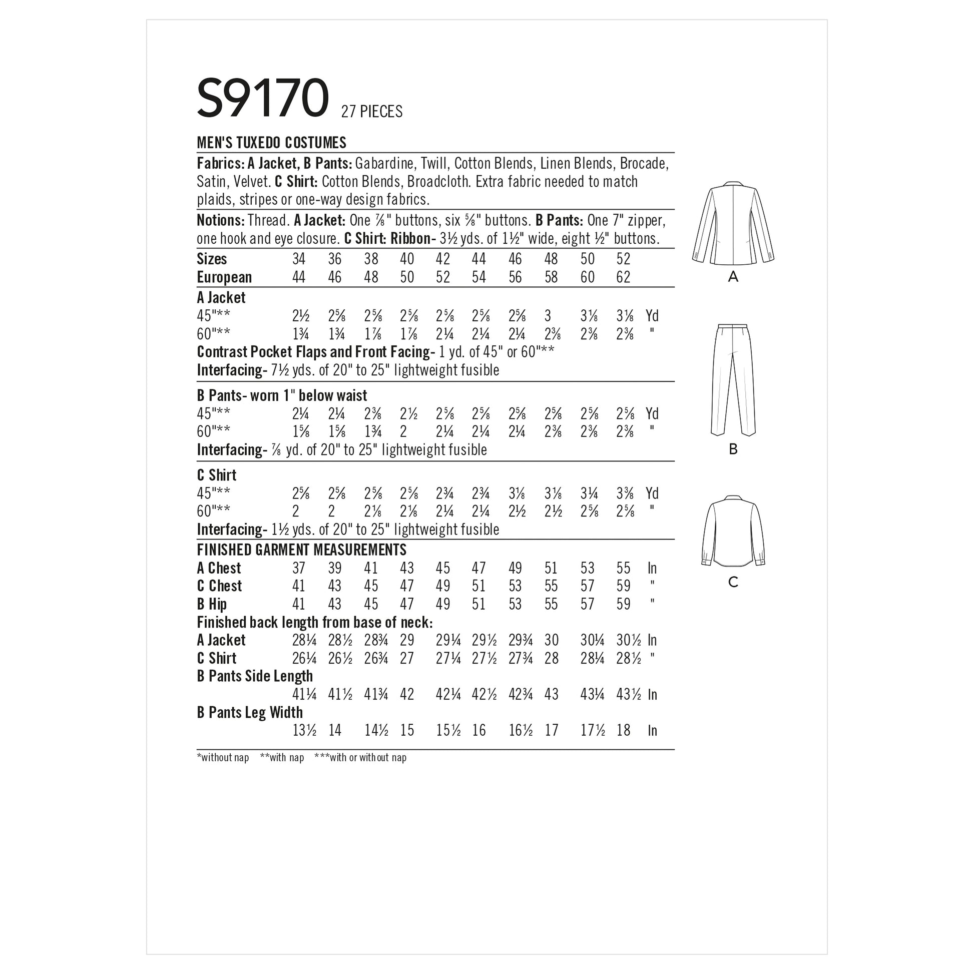 Symönster Simplicity 9170 - Utklädningskläder Skjorta Byxa - Herr - Maskerad | Bild 6