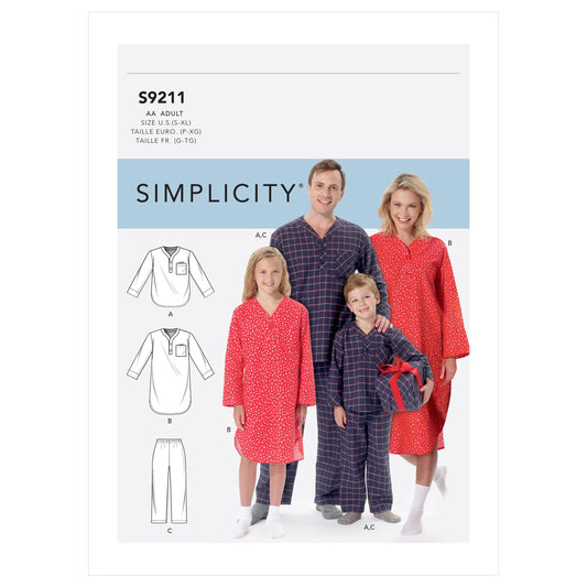 Symönster Simplicity 9211 - Pyjamas - Flicka Pojke Dam Herr | Bild 2