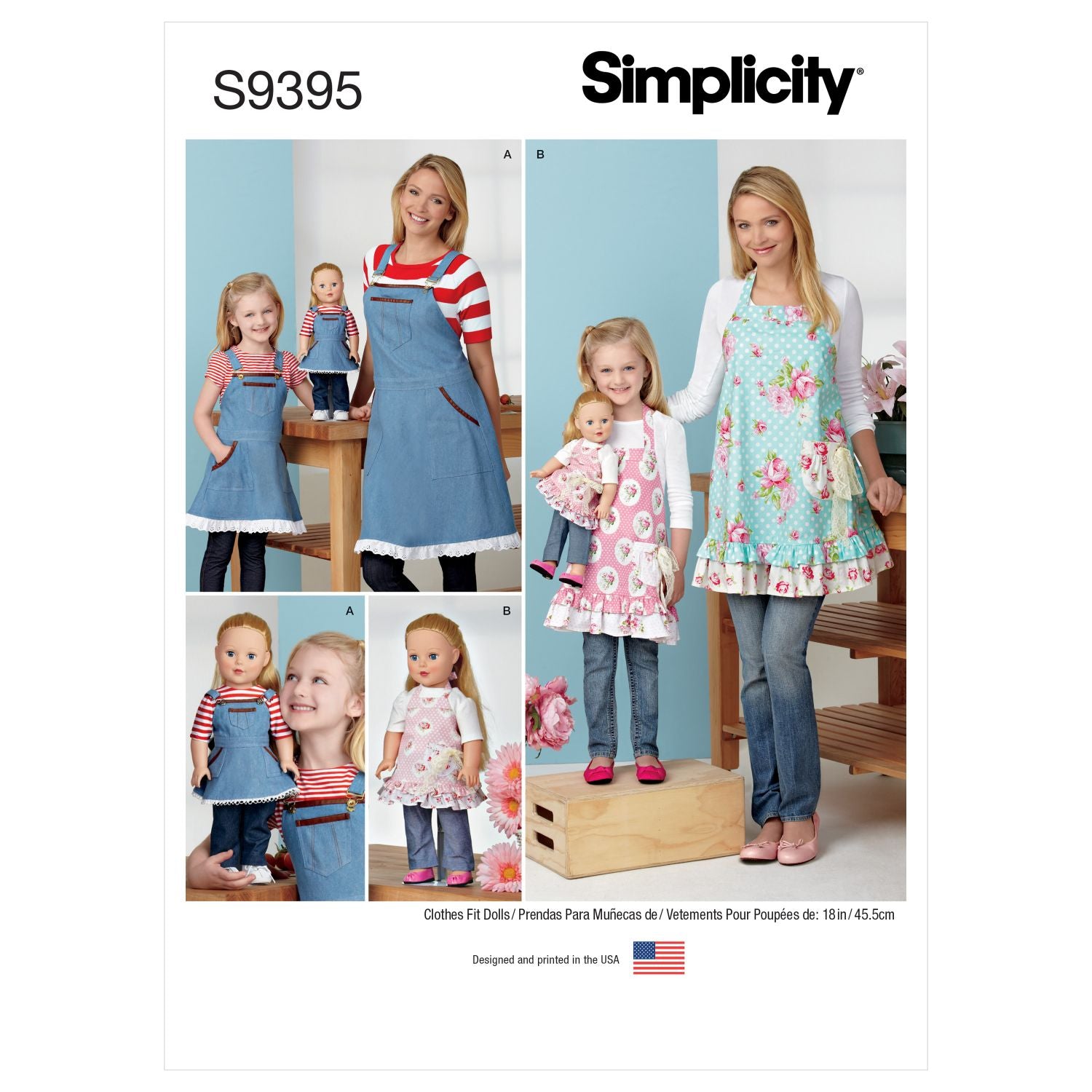 Symönster Simplicity 9395 - Förkläde - Flicka Dam - Dockkläder | Bild 4