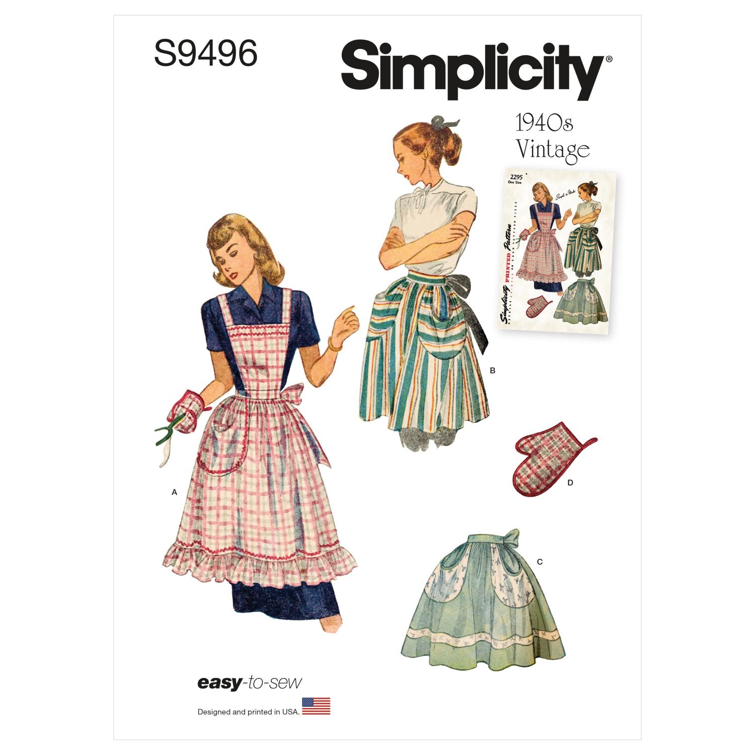 Symönster Simplicity 9496 - Vintage Förkläde - Dam | Bild 8