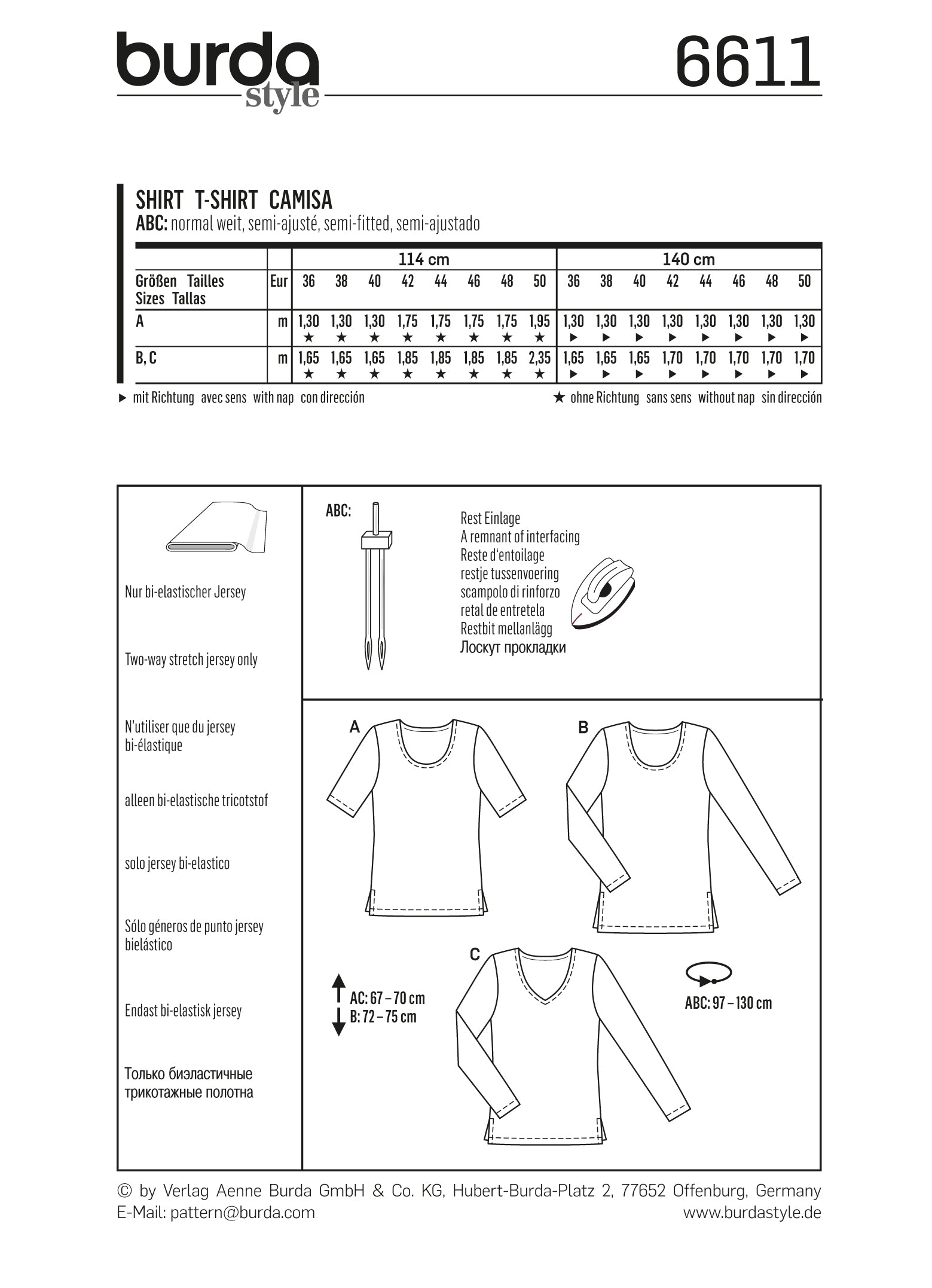 Symönster PDF symönster - Burda 6611 - Skjorta Top | Bild 1
