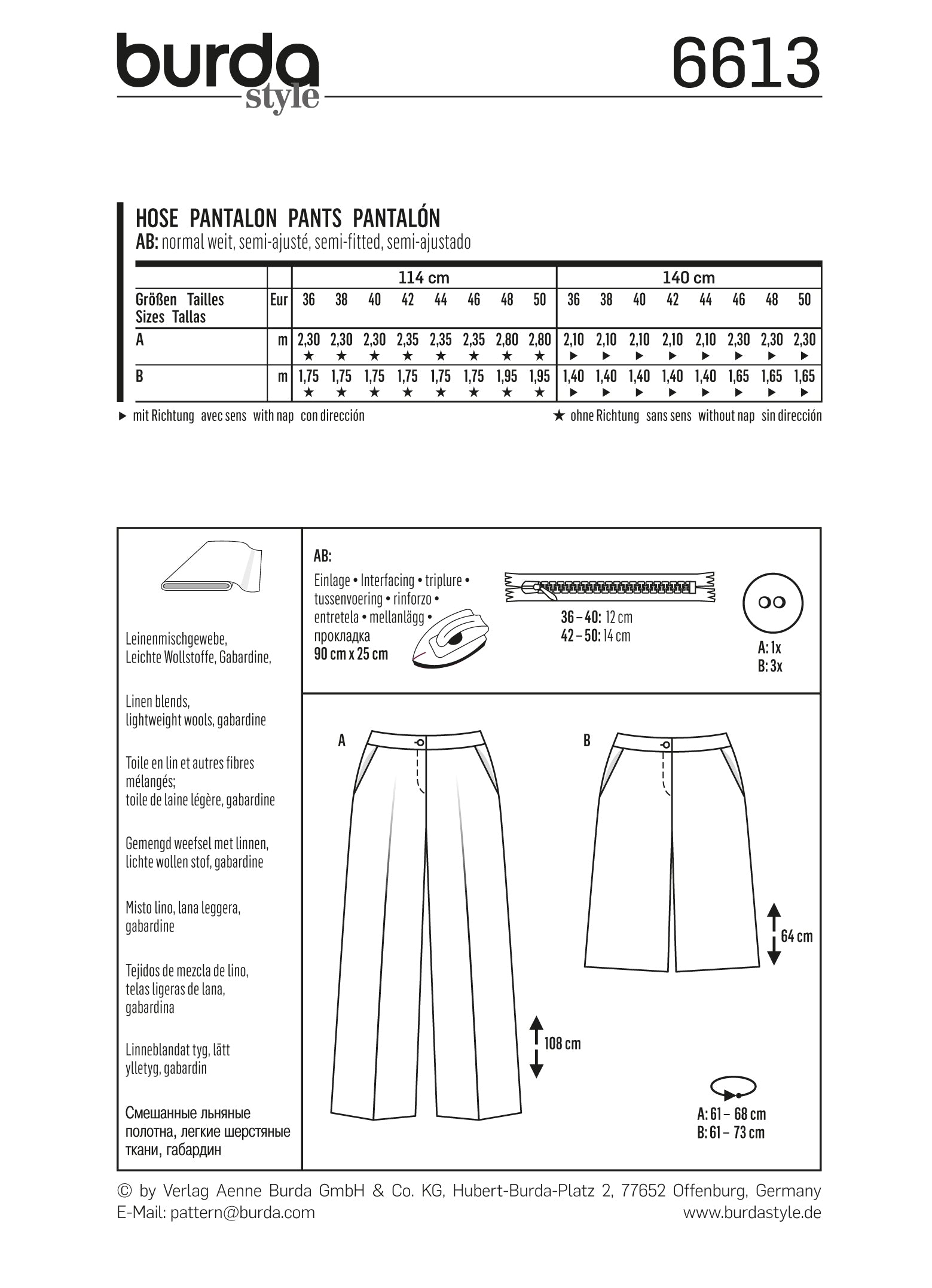 Symönster PDF symönster - Burda 6613 - Byxa Shorts - Hatt | Bild 3