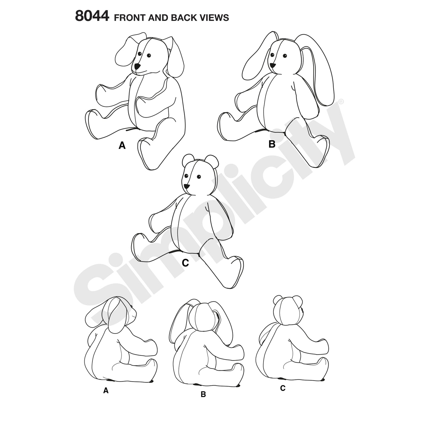 Symönster Simplicity 8044 - Two-Pattern Piece Stuffed Animals | Bild 1