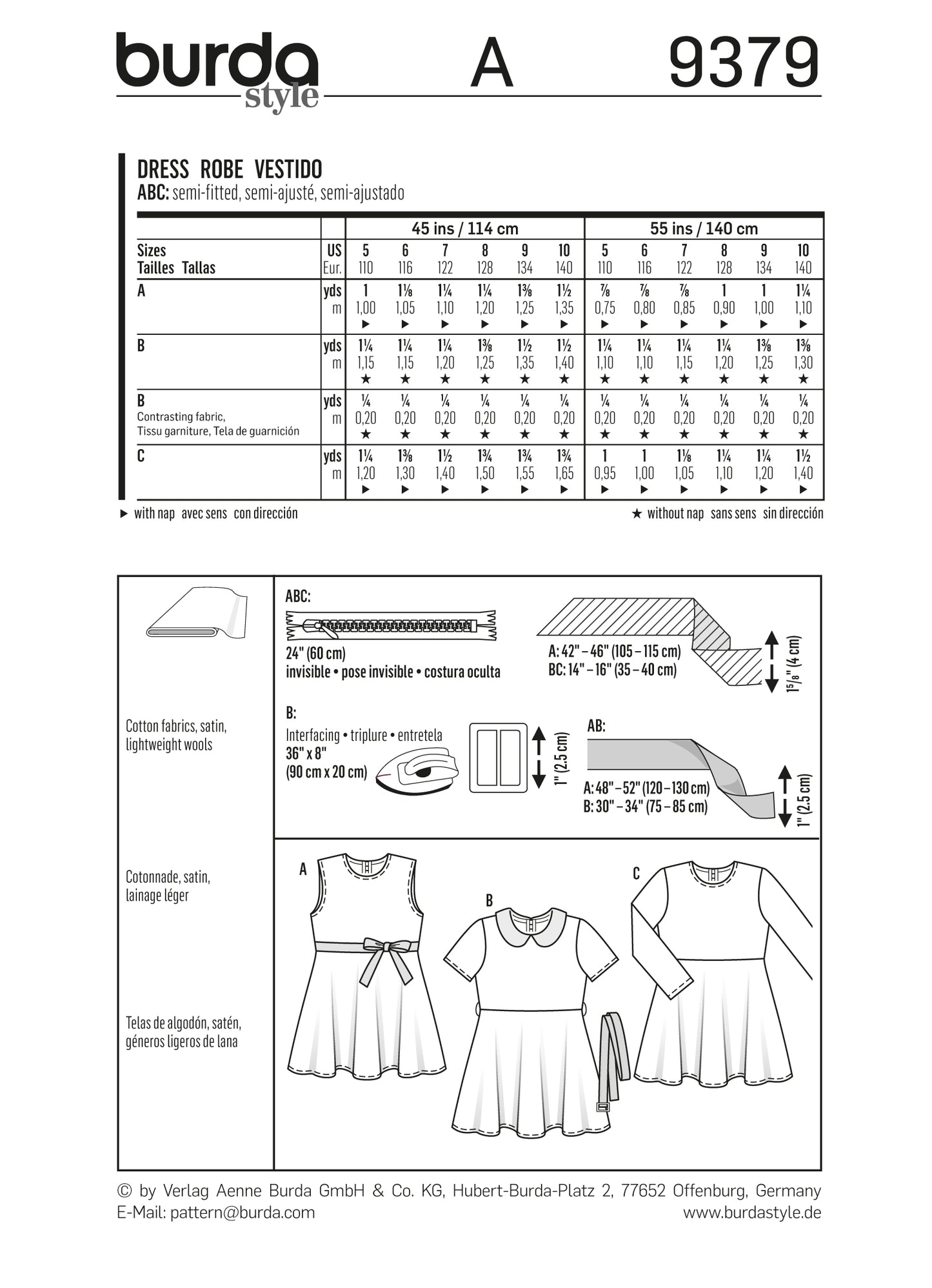 Symönster PDF symönster - Burda 9379 - Klännning - Flicka | Bild 5