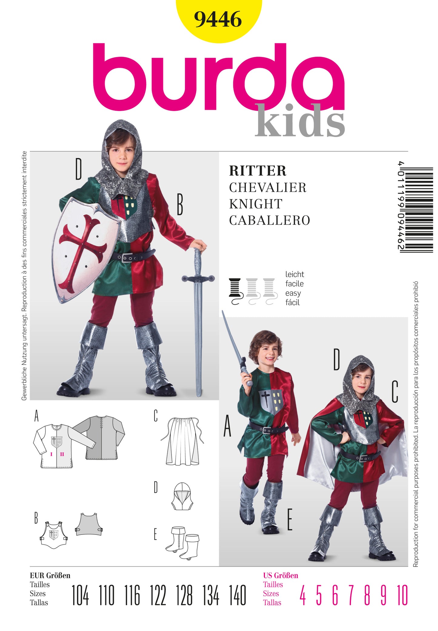Symönster PDF symönster - Burda 9446 - Skjorta Historisk kostym - Pojke | Bild 4