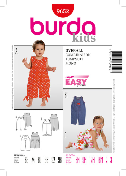 Symönster PDF symönster - Burda 9652 - Byxa Jumpsuit - Baby | Bild 1