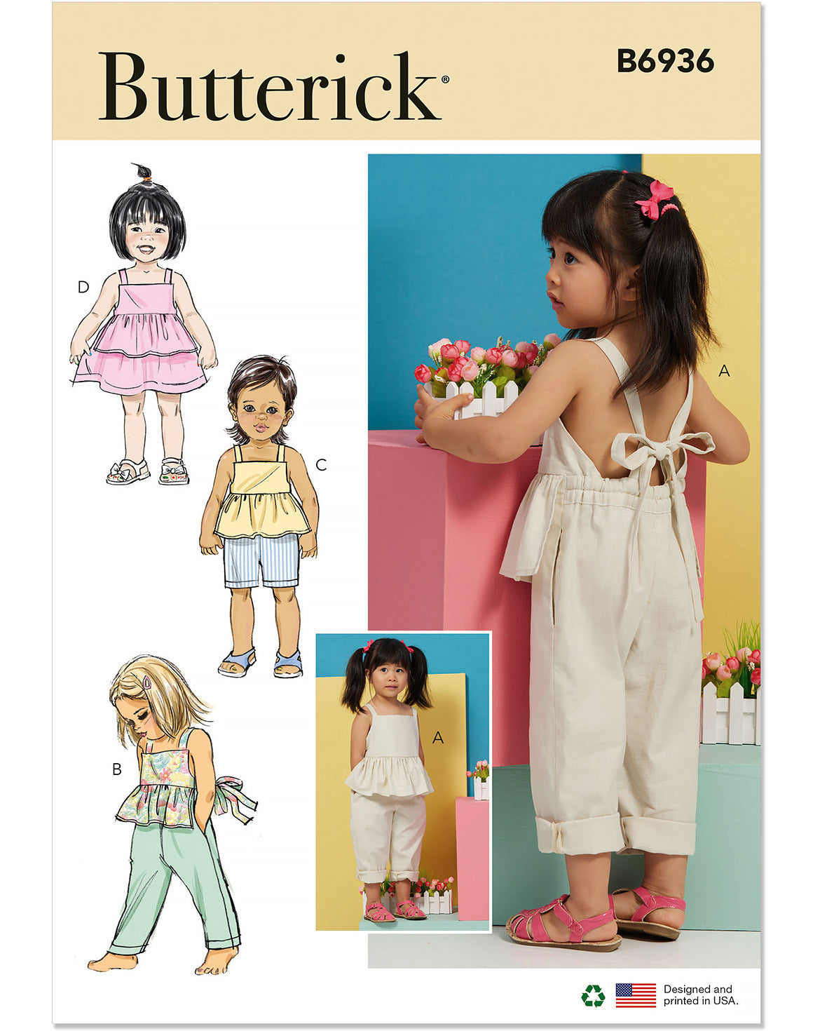 PDF-symönster - Butterick B6936 - Klänning Byxa - Baby | Bild 7