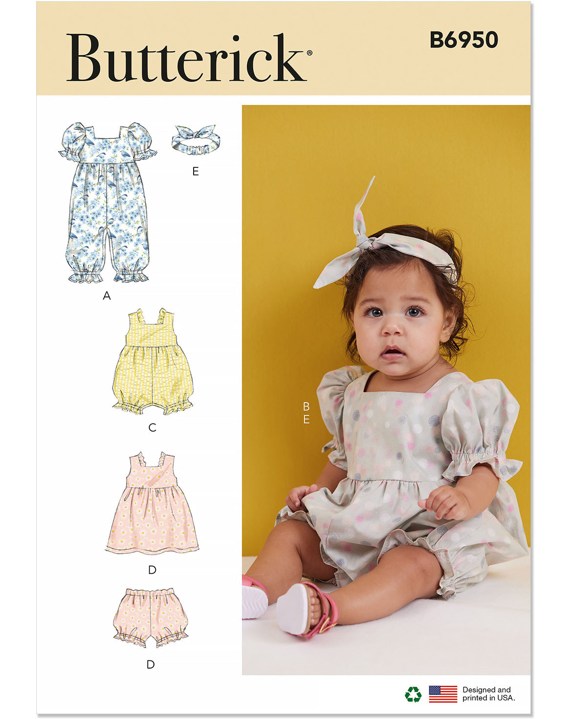 PDF-symönster - Butterick B6950 - Klänning Byxa Jumpsuit - Baby | Bild 8