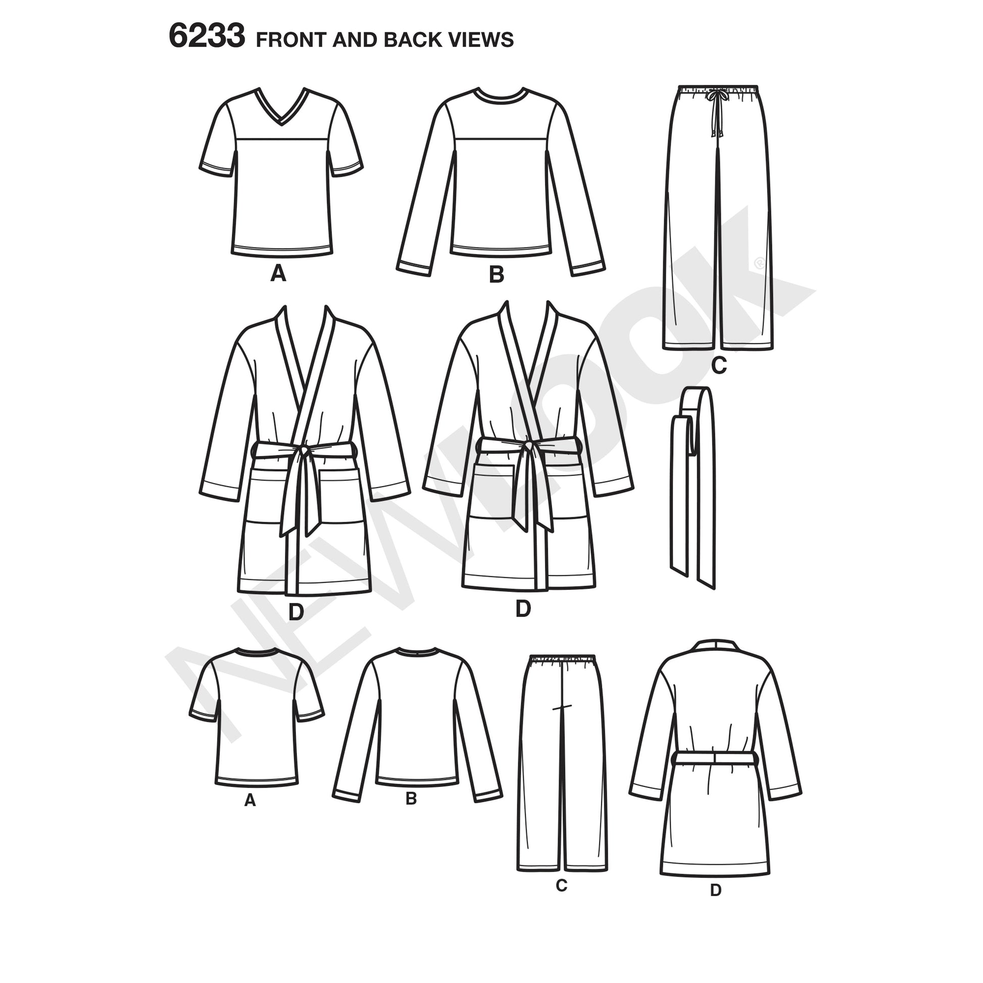 Symönster New Look 6233 - Top Byxa Pyjamas - Dam Herr | Bild 7