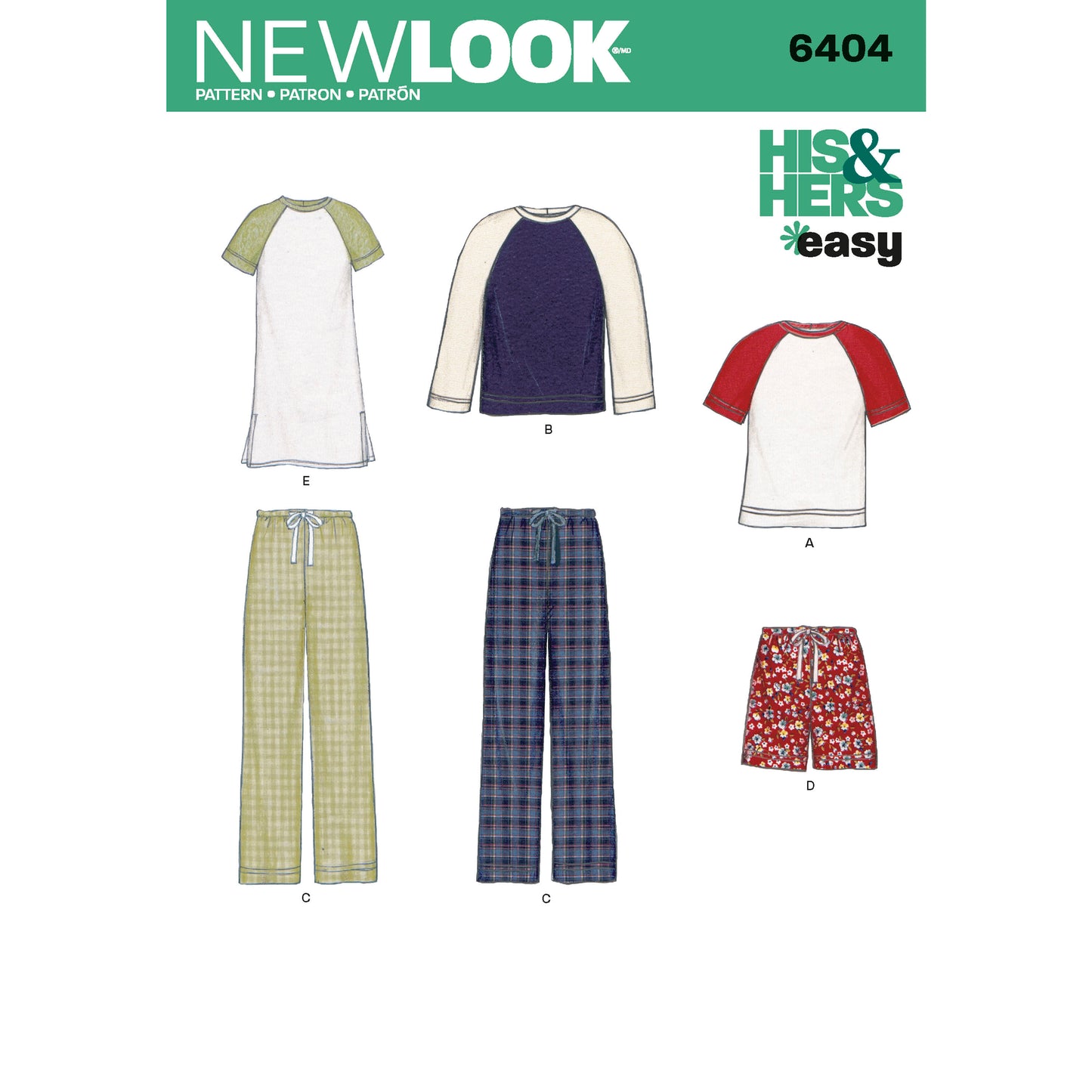 Symönster New Look 6404 - Top Byxa Skjorta Pyjamas - Dam Herr | Bild 8
