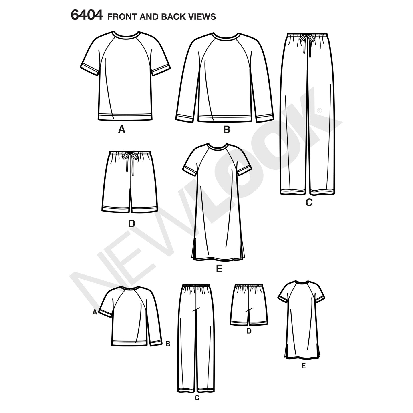 Symönster New Look 6404 - Top Byxa Skjorta Pyjamas - Dam Herr | Bild 9