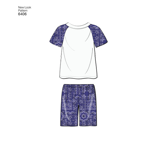 Symönster New Look 6406 - Top Byxa Shorts Pyjamas - Flicka Pojke | Bild 2