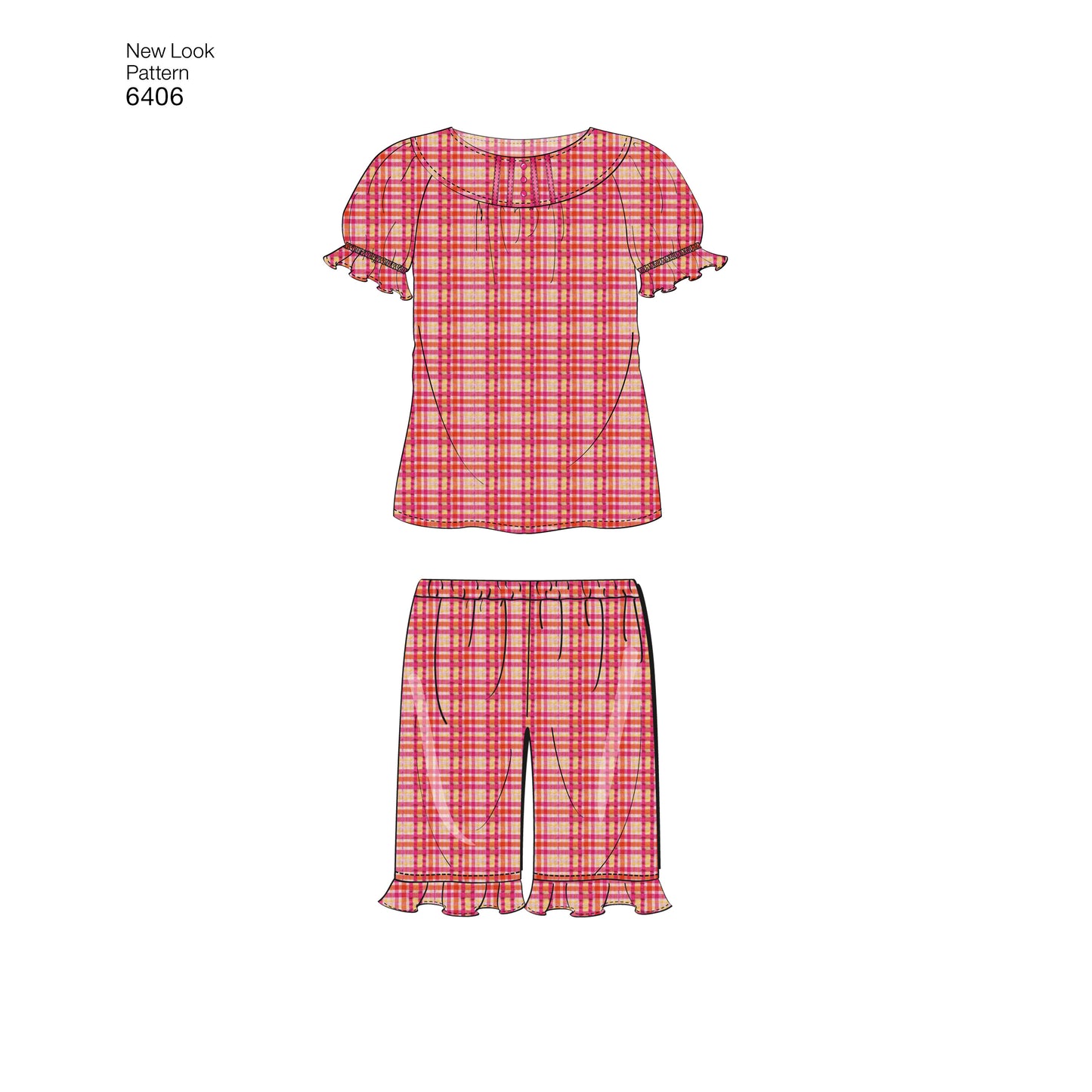 Symönster New Look 6406 - Top Byxa Shorts Pyjamas - Flicka Pojke | Bild 3