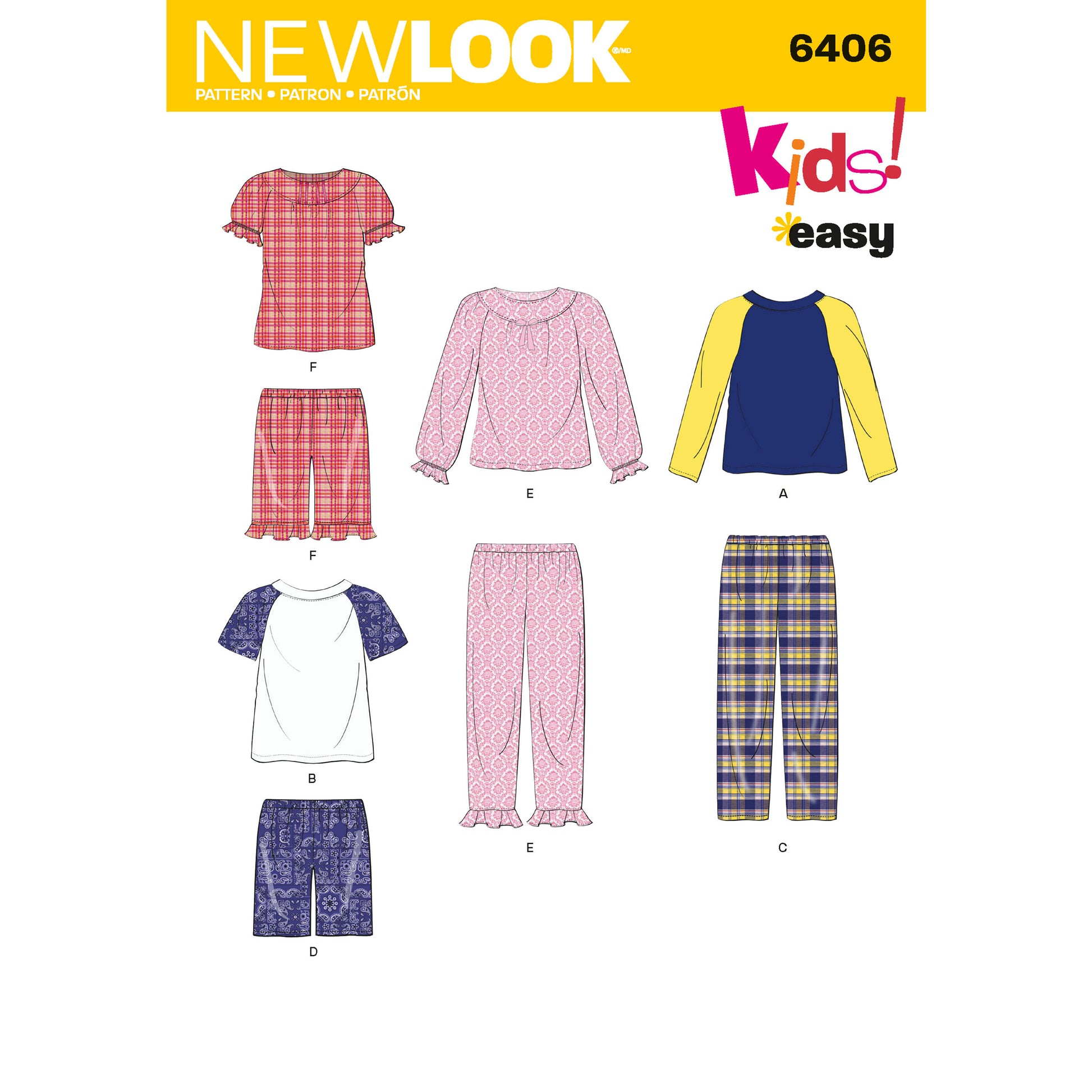 Symönster New Look 6406 - Top Byxa Shorts Pyjamas - Flicka Pojke | Bild 6