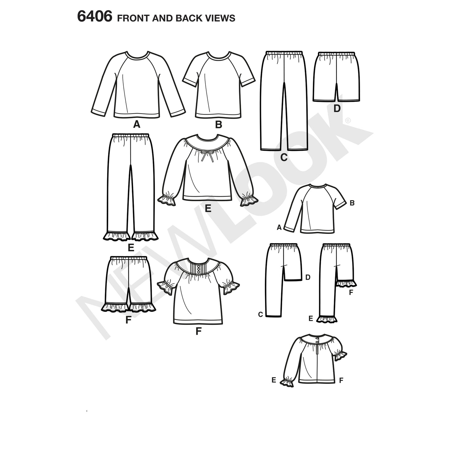 Symönster New Look 6406 - Top Byxa Shorts Pyjamas - Flicka Pojke | Bild 7