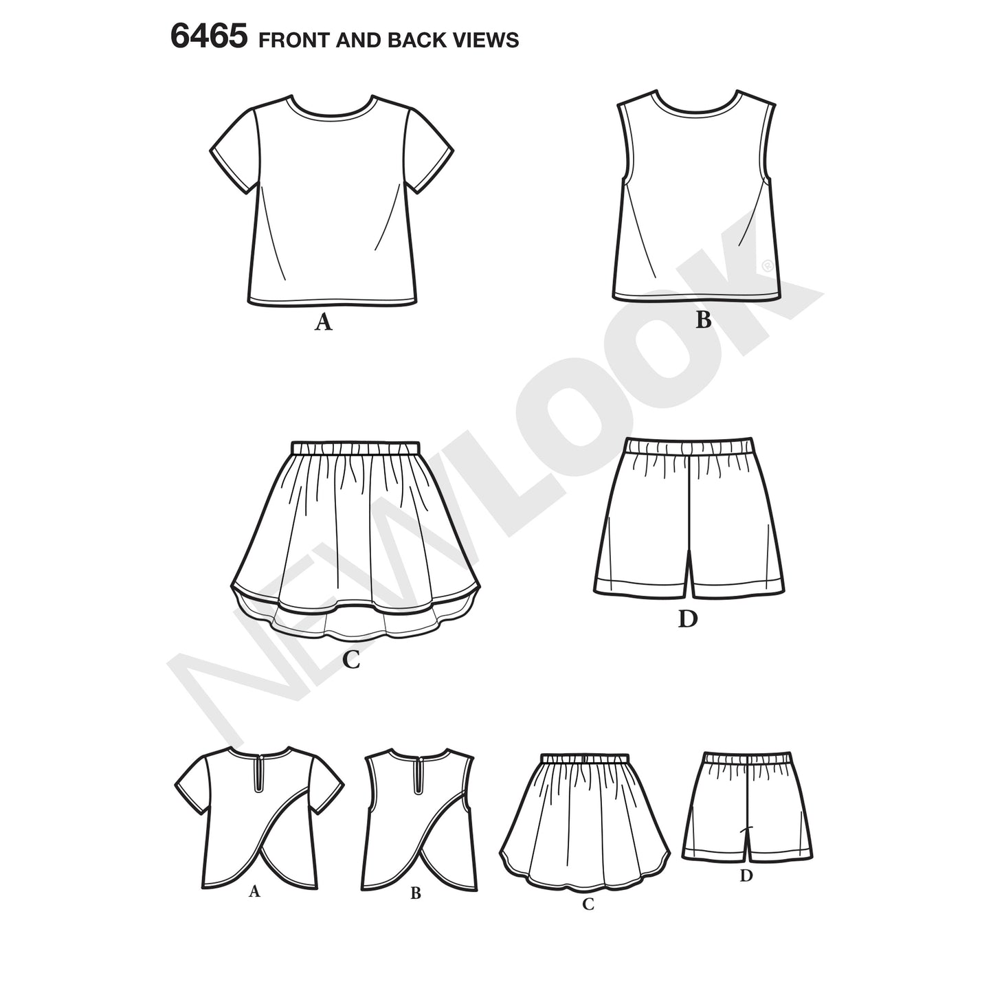Symönster New Look 6465 - Top Kjol Shorts - Flicka | Bild 8
