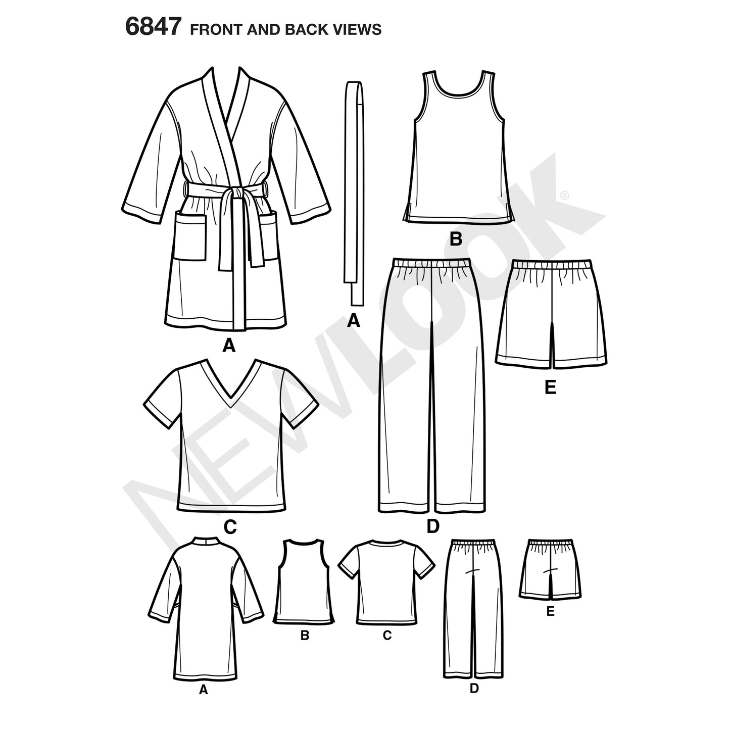 Symönster New Look 6847 - Byxa Shorts Top Pyjamas - Dam Herr | Bild 8