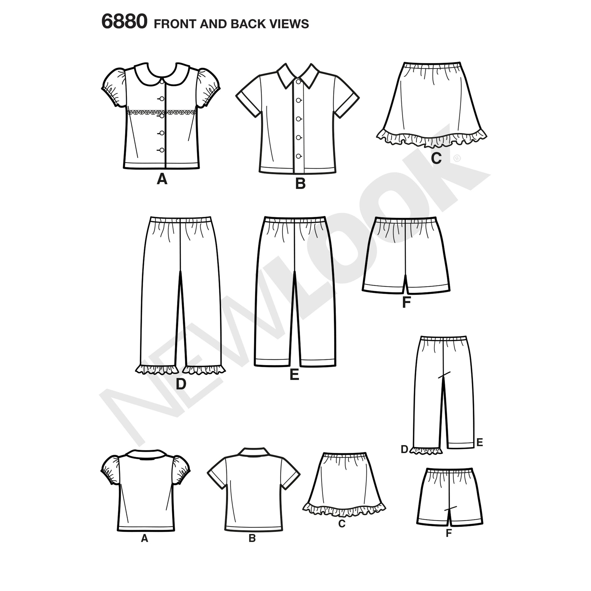 Symönster New Look 6880 - Byxa Kjol Skjorta Shorts - Baby Flicka Pojke | Bild 5