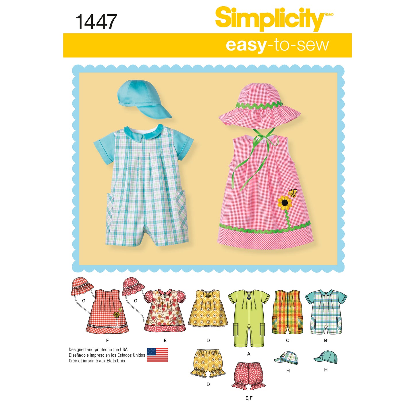 Symönster Simplicity 1447 - Klännning Top - Baby - Hatt | Bild 4