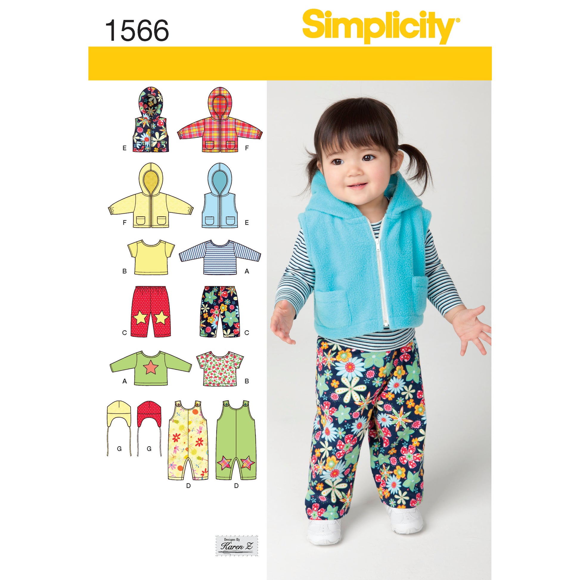 Symönster Simplicity 1566 - Jacka Top Byxa Väst - Baby - Hatt | Bild 4