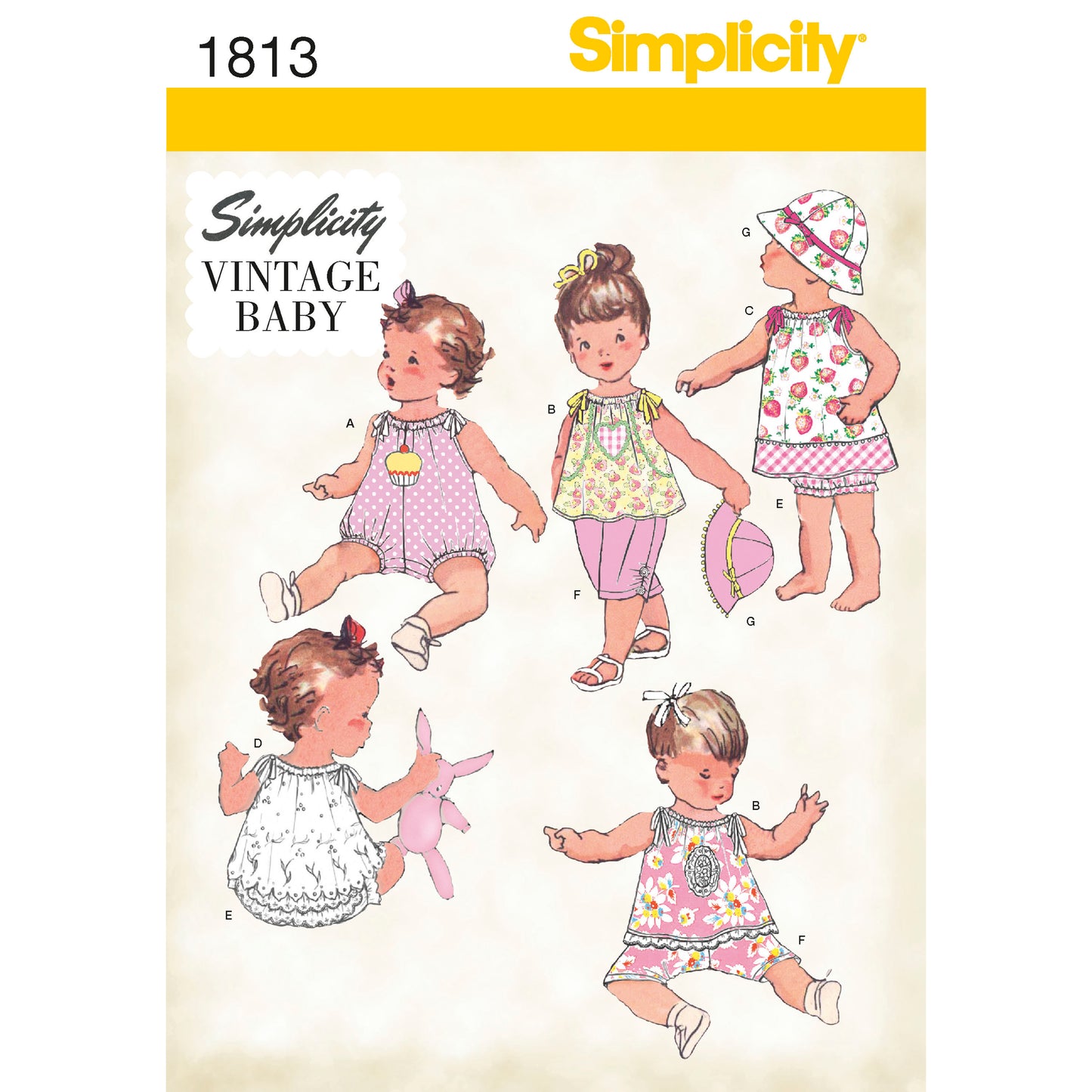 Symönster Simplicity 1813 - Klännning Top Byxa - Baby - Hatt | Bild 7