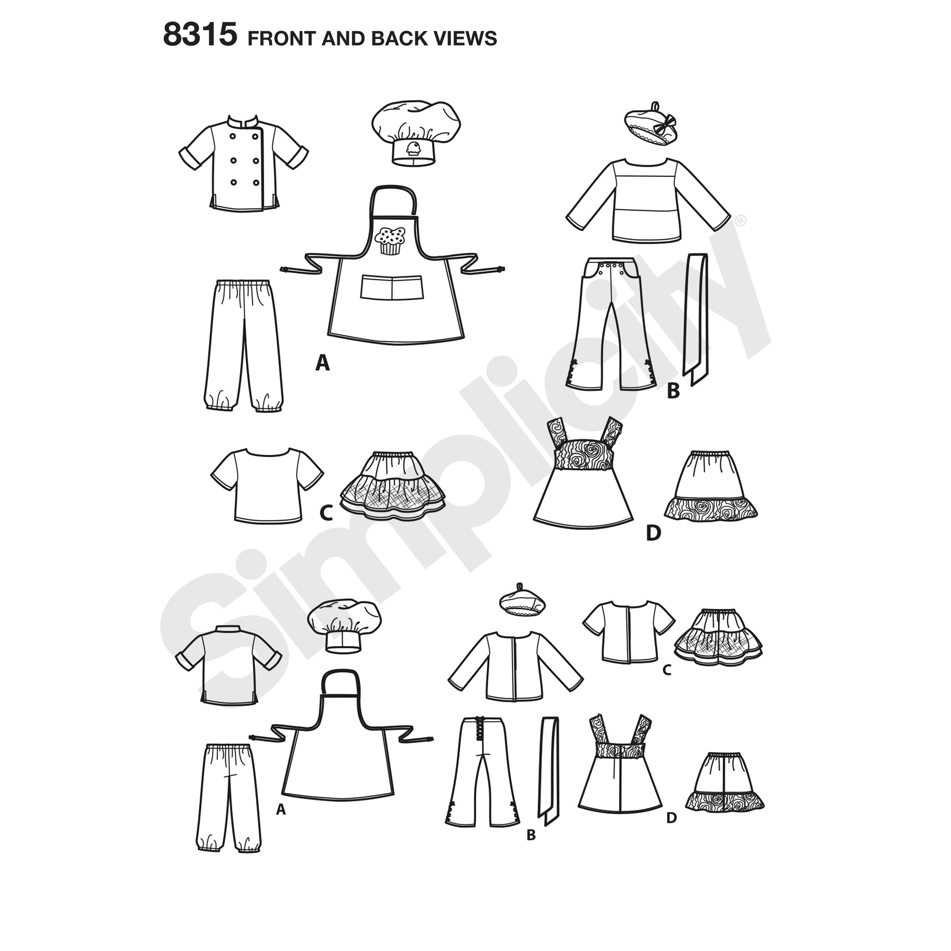Symönster Simplicity 8315 - Kappa Skjorta - Dockkläder Väska Accessoarer | Bild 8