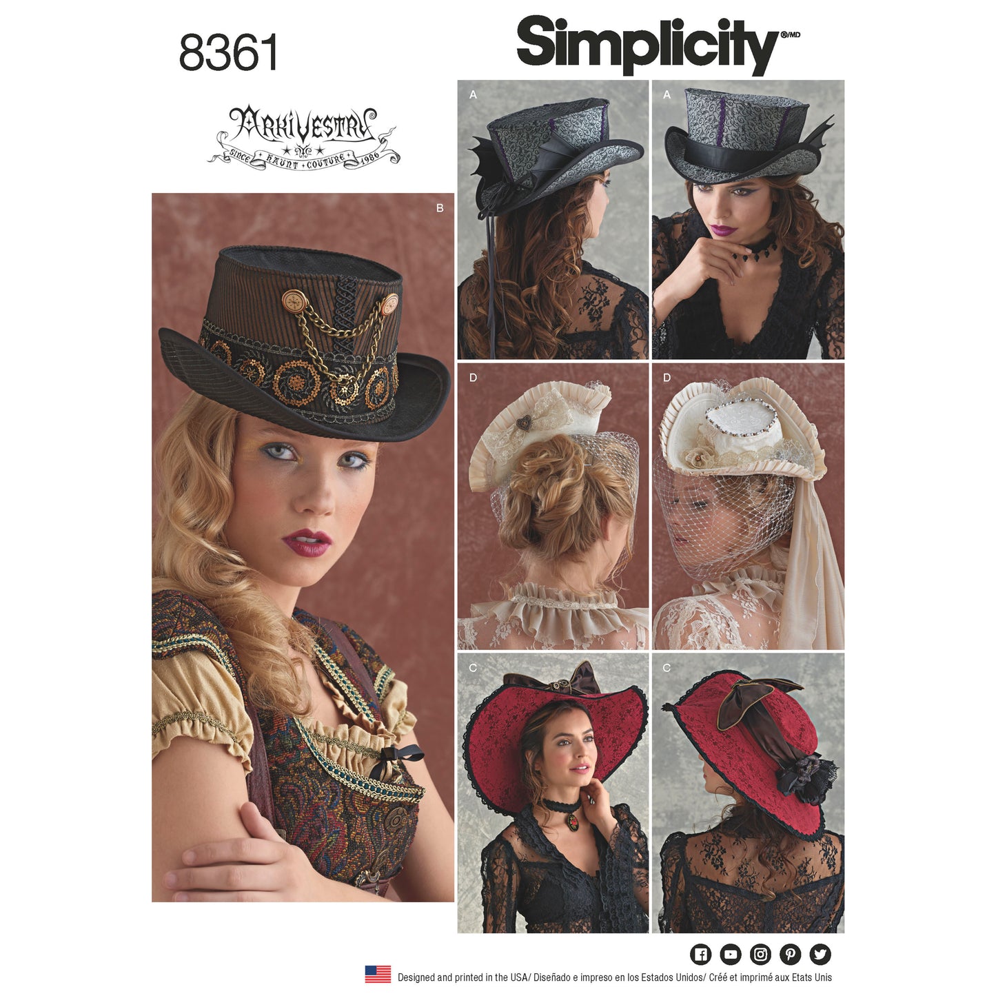 Symönster Simplicity 8361 - Top Utklädningskläder Kjol - Hatt - Maskerad | Bild 9
