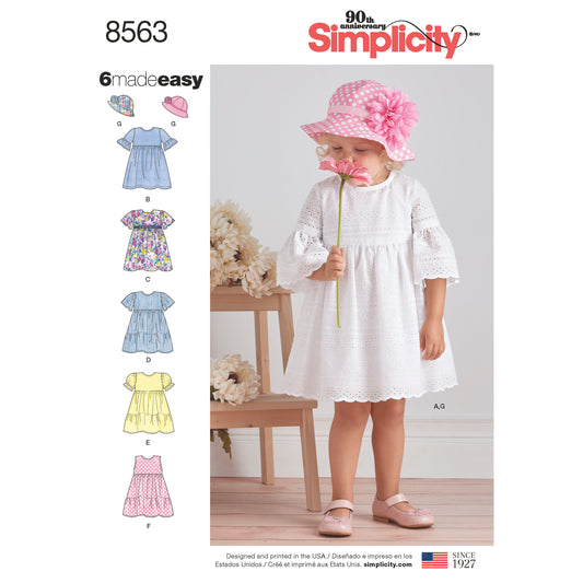 Symönster Simplicity 8563 - Klännning - Baby - Hatt | Bild 1