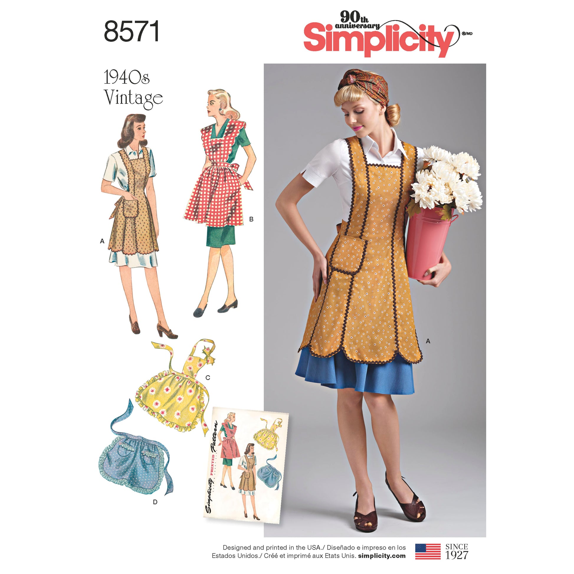 Symönster Simplicity 8571 - Vintage Förkläde - Dam | Bild 1