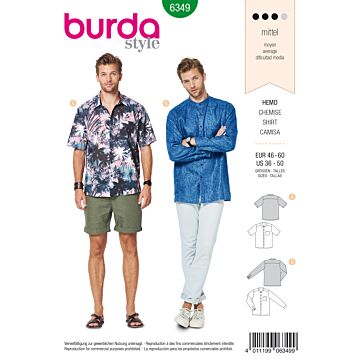burda symönster Hawaiiskjorta för män #6349 