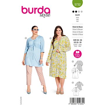 burda symönster dam slipblus och tunikaklänning #5732 