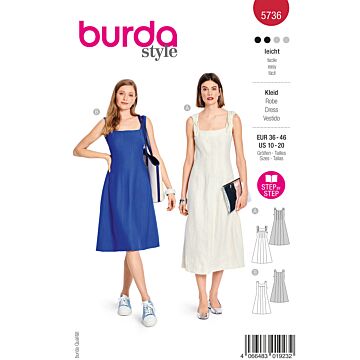 burda symönster dampanelklänningar med rosett midi mini #5736 
