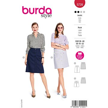 burda symönster pennkjol för damer med knappslå & minikjol av boucle och dekorativa knappar #5739 