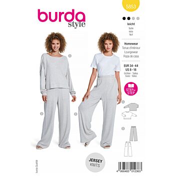 Burda 5853 - Byxa Tröja Pyjamas - Dam