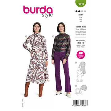 Burda 5863 - Klänning Blus - Dam