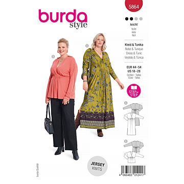 Burda 5864 - Klänning Blus - Dam