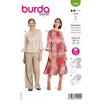 Burda 5884 - Klänning Blus - Dam
