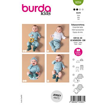 burda symönsterset babymössa, byxor och omlottjacka #9204 