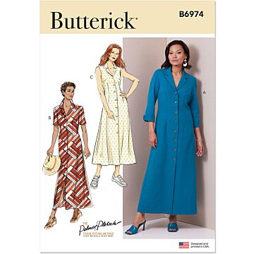 Butterick Symönster damskjorta klänning maxi #6974.B5 storlek 34-42